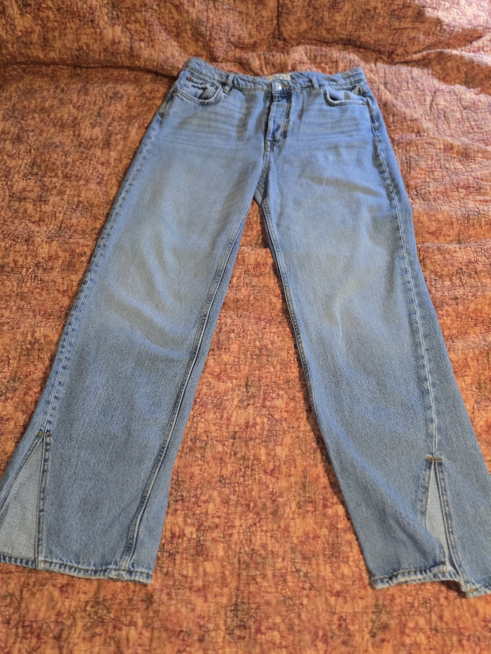 Free People Split Hem Straight Leg Jeans Light Wash Size 30